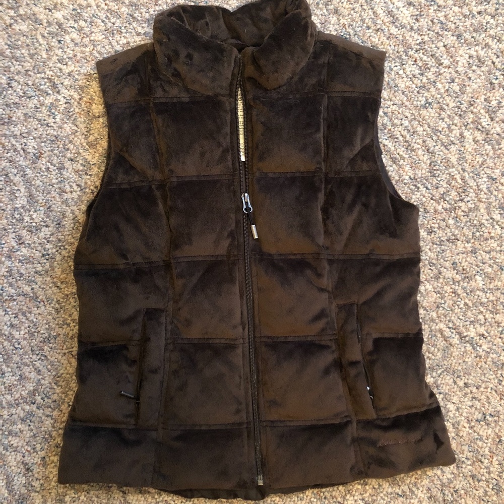 Eddie Bauer Premium Quality Goose Down Brown Vest, Size Small